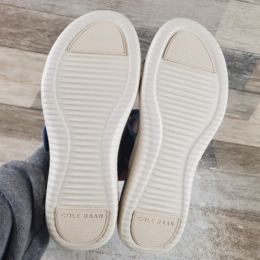 Cole Haan Zerogrand Meritt Sandal Womens Sz 7.5 B Denim Multi Ivory Hook & Loop